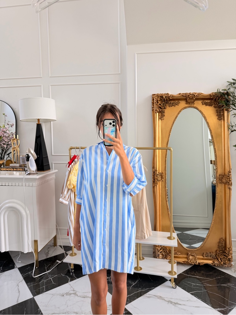 Women’s oversized Blue and white striped shirt dress